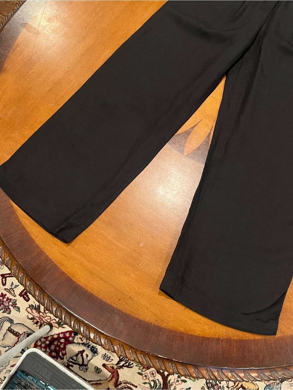 NWT H&M Women’s Linen Blend Pleated Wide Leg Trousers Black US 2 High Waisted